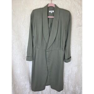 Vintage Ann Taylor Olive Green Shawl Collar Blazer Dress Duster Coat Womens 8‎